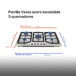 Foto 4 | Parrilla de Acero Inoxidable Odipo Vesta 86 cm 5 Quemadores