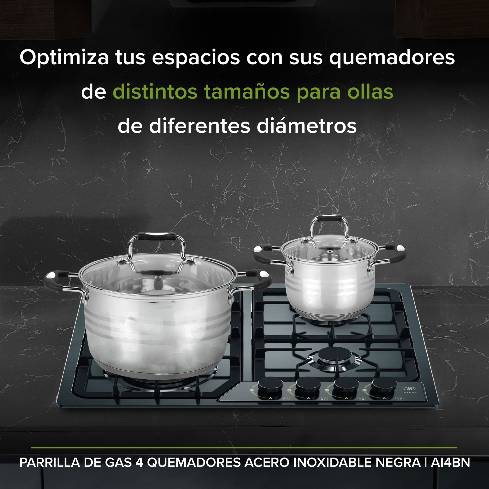 Foto 7 | Parrilla a Gas 4 Quemadores Acero Inoxidable Avera Ai4bn color Negro