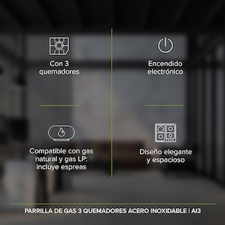 Foto 3 | Parrilla a Gas de 3 Quemadores Acero Inoxidable Avera Ai3 color Plata