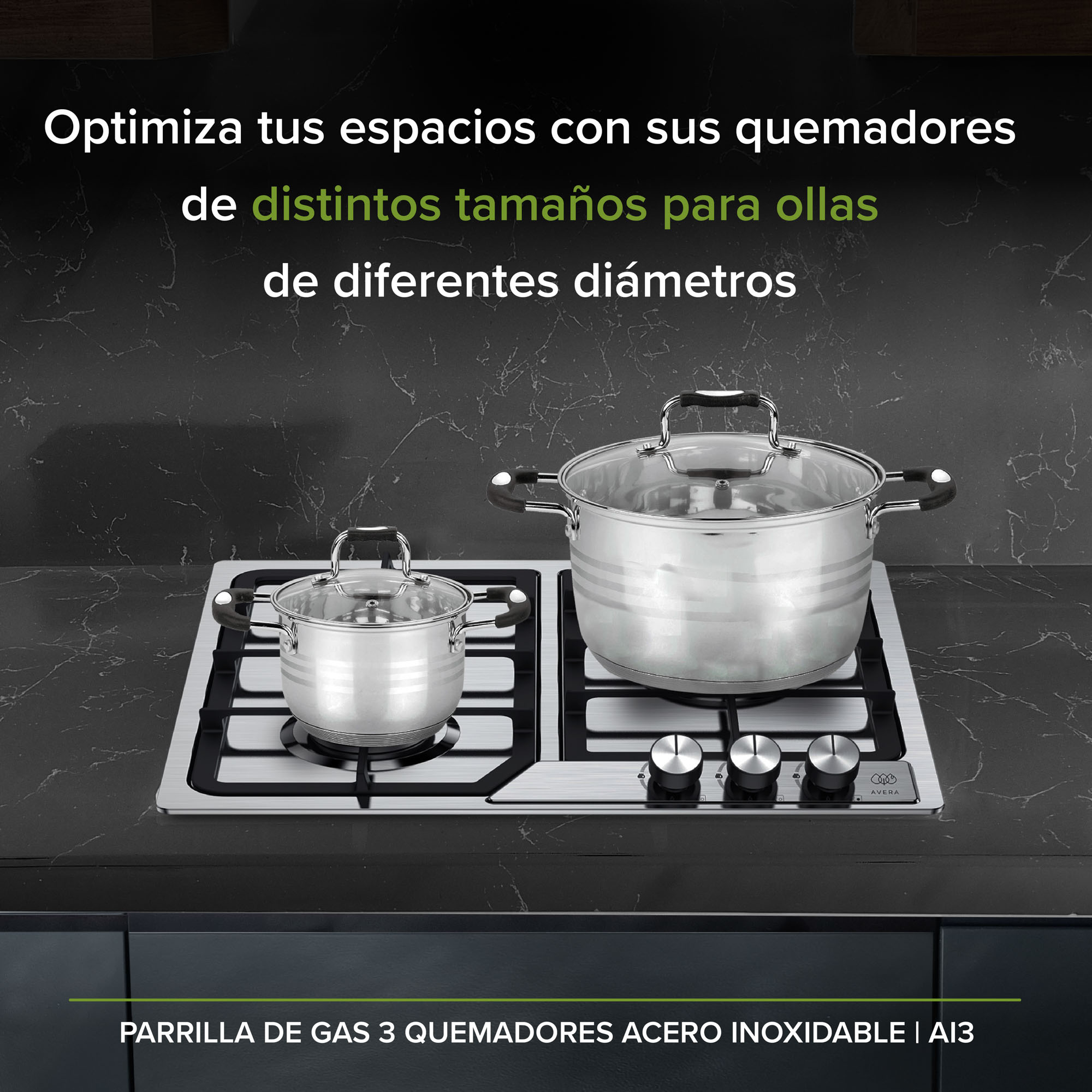 Foto 7 | Parrilla a Gas de 3 Quemadores Acero Inoxidable Avera Ai3 color Plata