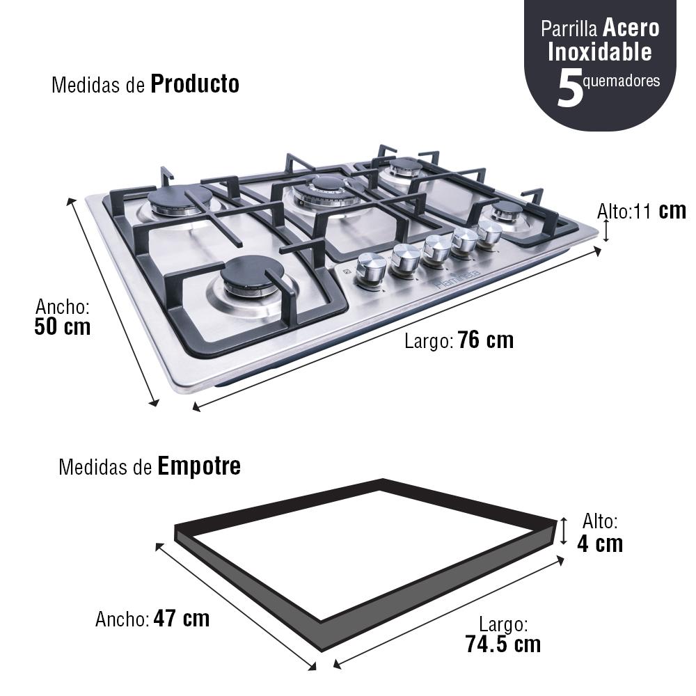 Foto 3 pulgar | Parrilla Empotrable a Gas Flamineta E5Q01-INO color Plata 5 Quemadores Acero Inoxidable