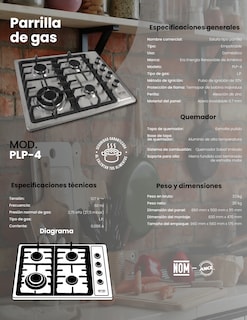 Foto 7 | Parrilla a Gas ERA Energía Renovable de América PLP-4 Plateada Empotrable 4 Quemadores