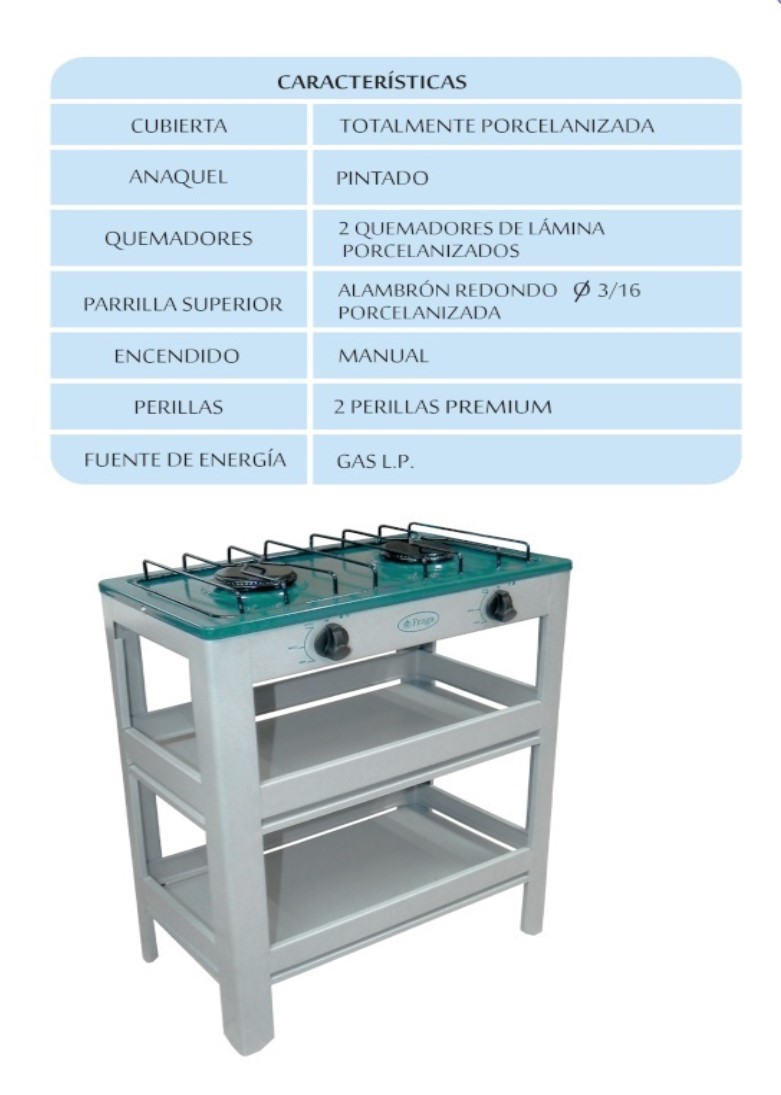 Foto 2 | Parrilla de Anaquel Fraga P-906 2 Quemadores