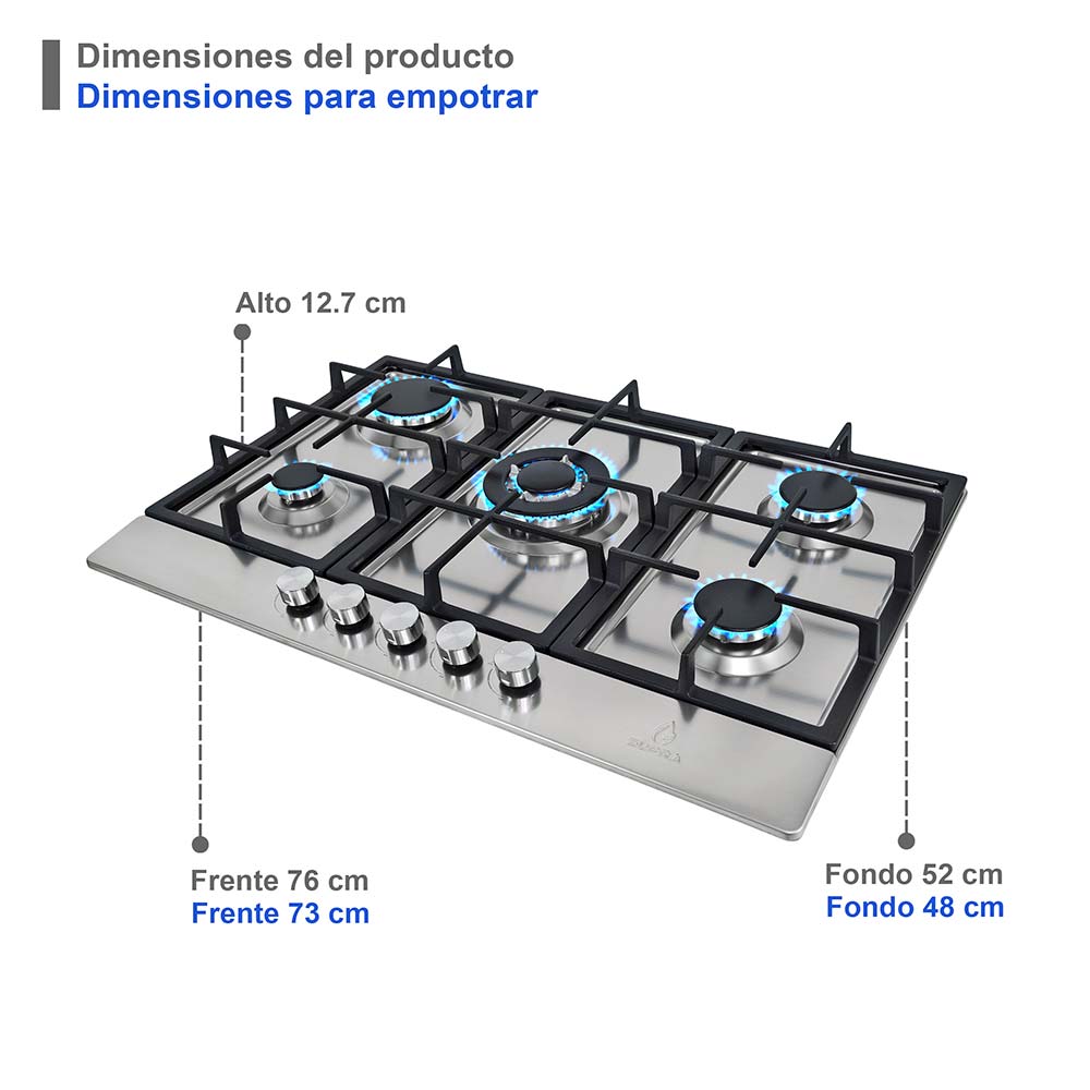 Foto 7 pulgar | Parrilla 5 Quemadores + Campana 76 cm + Horno Empotrable Supra Barsini