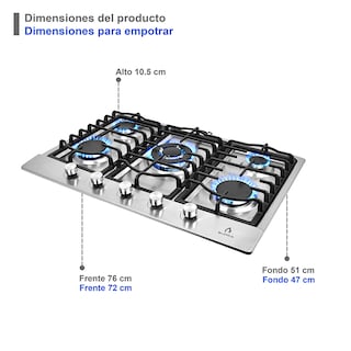 Foto 4 | Parrilla 5 Quemadores Acero Inoxidable + Campana de Pared 76 Cm Supra Ravizza