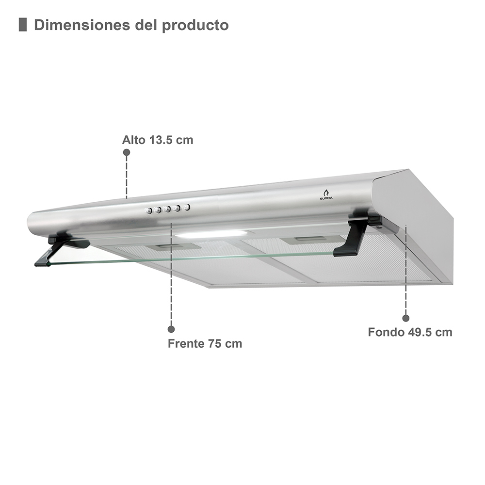 Foto 6 pulgar | Parrilla 5 Quemadores Acero Inoxidable + Campana de Pared 76 Cm Supra Ravizza