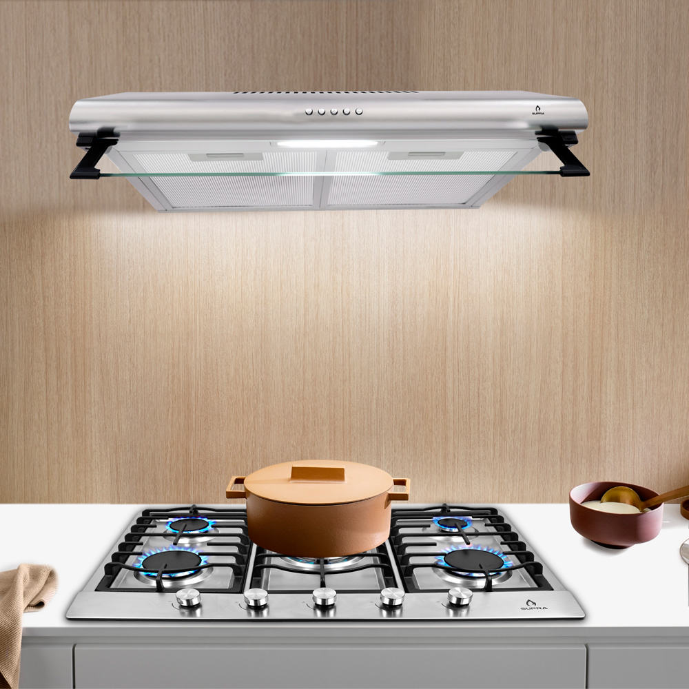 Foto 7 pulgar | Parrilla 5 Quemadores Acero Inoxidable + Campana de Pared 76 Cm Supra Ravizza