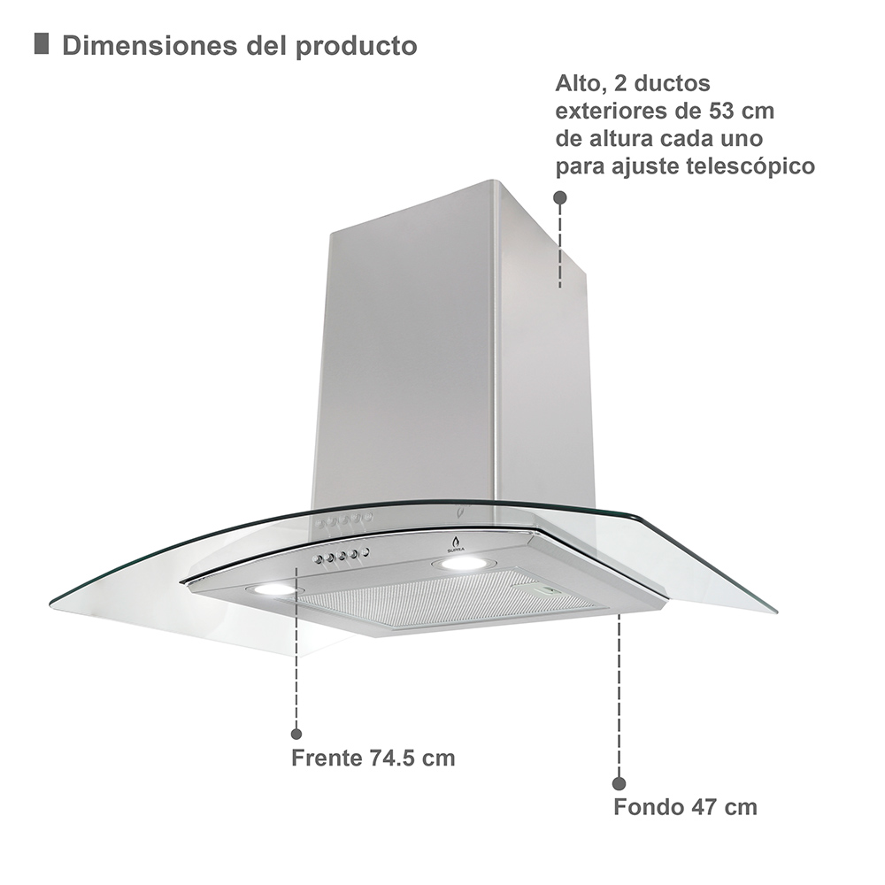 Foto 5 | Combo Supra Bricco Parrilla 5 Quemadores De Acero Inoxidable Y Campana De Pared En 76 Cm