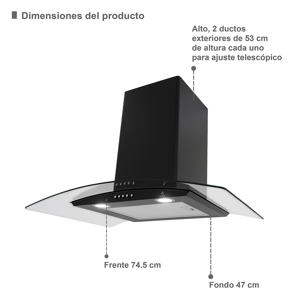 Foto 5 | Combo Parrilla 5 Quemadores de Acero Inoxidable + Campana de Pared 76 cm Supra Fernot Negras