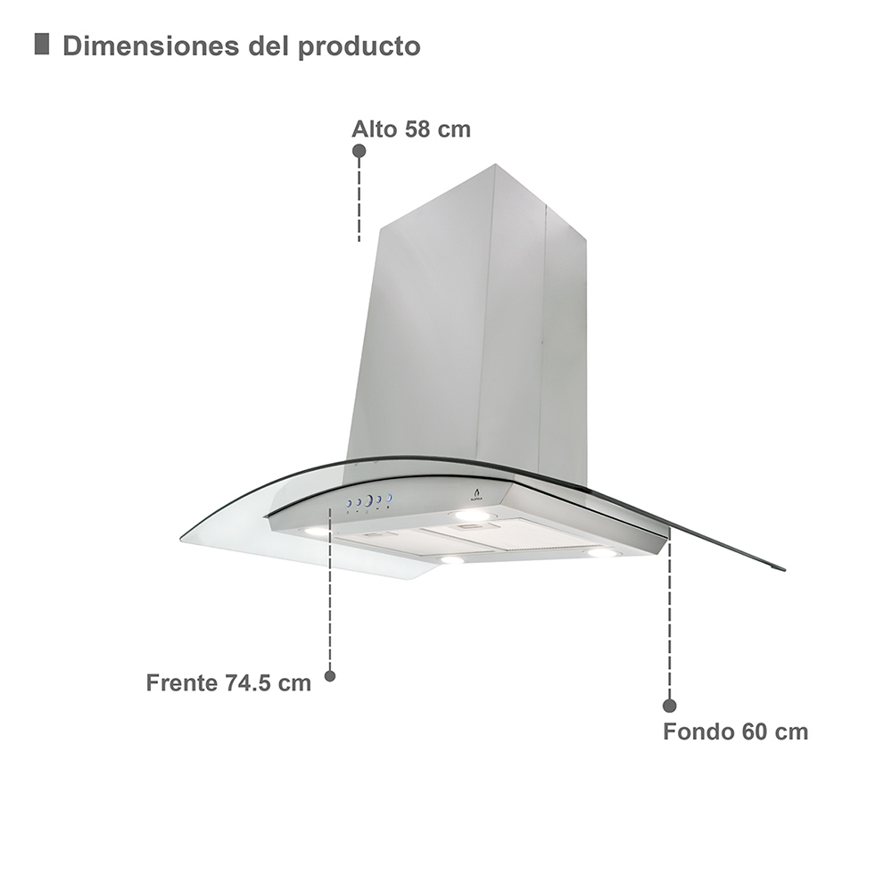 Foto 6 pulgar | Parrilla 5 Quemadores de Acero Inoxidable + Campana de Isla 76 Cm Supra