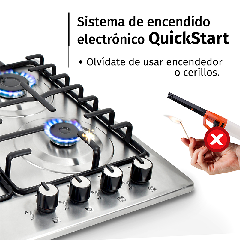 Foto 3 | Parrilla Supra de Gas Soletti Empotrable con 4 Quemadores de Acero Inoxidable 60cm