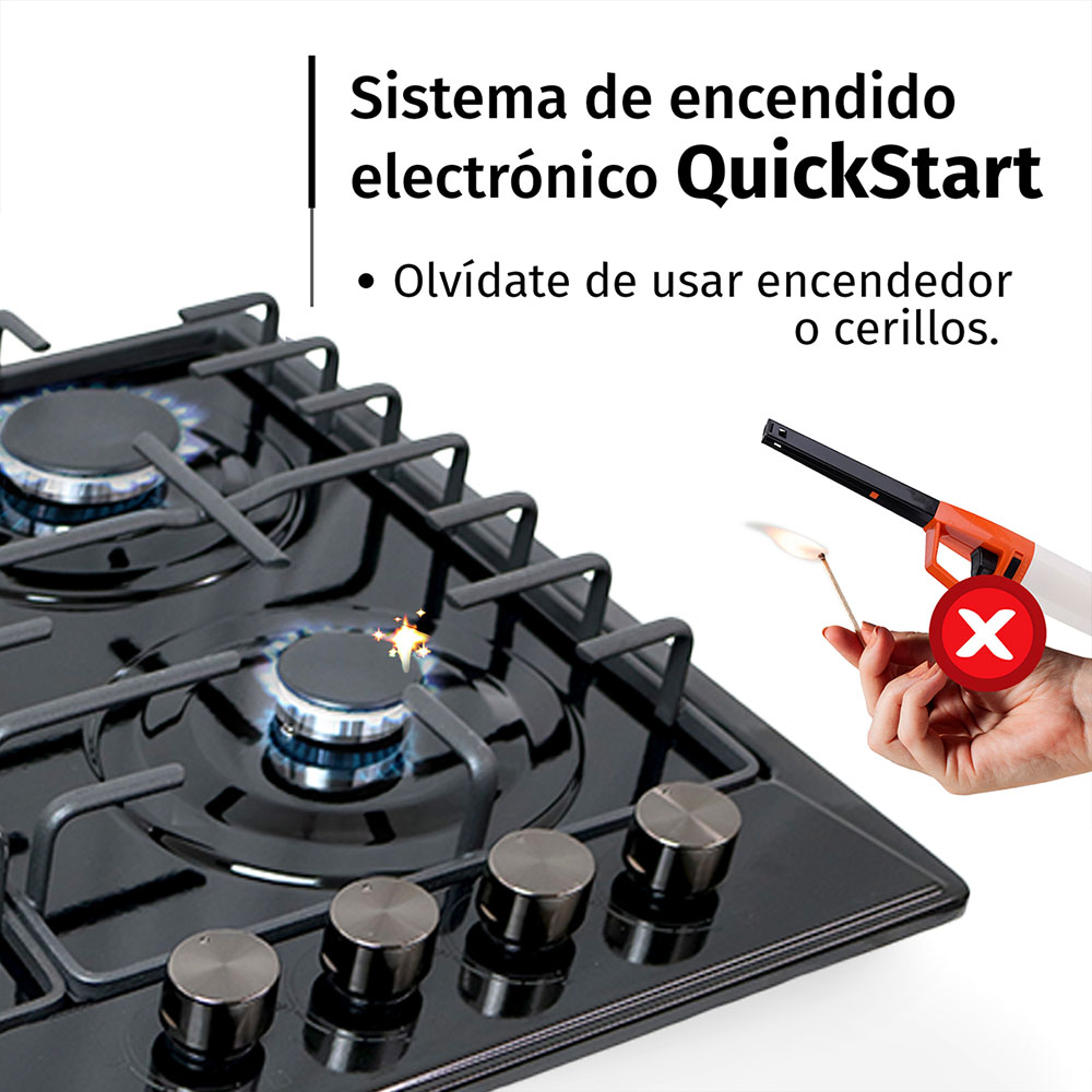 Foto 7 pulgar | Parrilla de empotrar 4 quemadores FERNET de 60 cm Color Negro Esmalteado