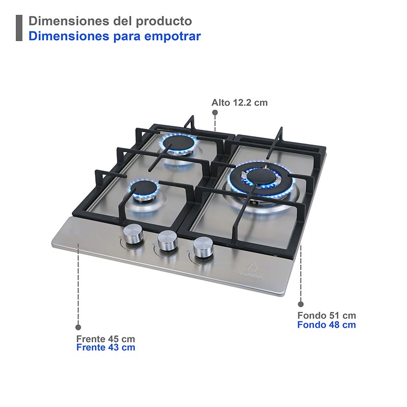 Foto 6 pulgar | Parrilla de Gas Berardi Empotrable con 3 Quemadores de Acero Inoxidable