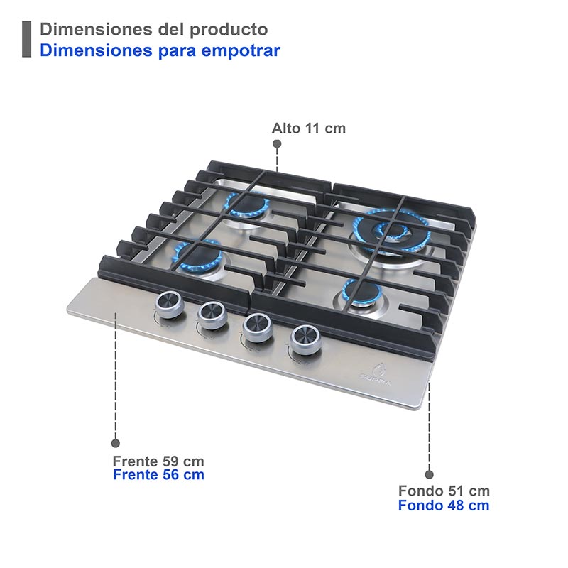 Foto 5 | Parrilla De Gas Imperia Empotrable Con 4 Quemadores De Acero Inoxidable