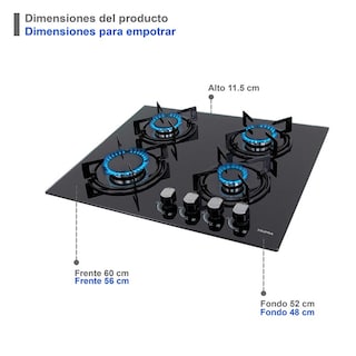 Foto 4 | Parrilla De Gas Kayser Empotrable Con 4 Quemadores De Cristal Templado Negro