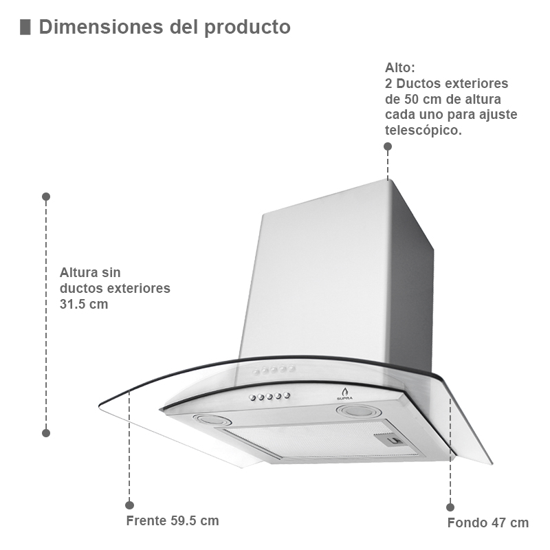 Foto 4 | Combo Supra Indolf Campana Cc-60 y Parrilla Imperia de Acero Inoxidable