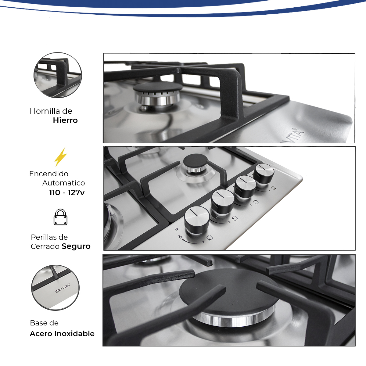 Foto 4 pulgar | Parrilla a Gas de Acero Inoxidable Gravita 4 Quemadores