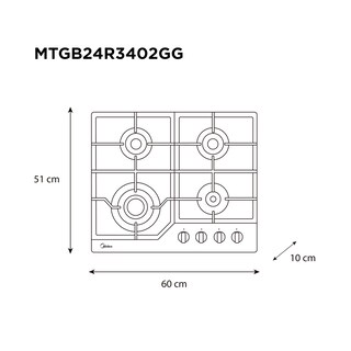 Foto 8 | Parrilla Empotrable a Gas Midea Negra Cristal Templado 24”