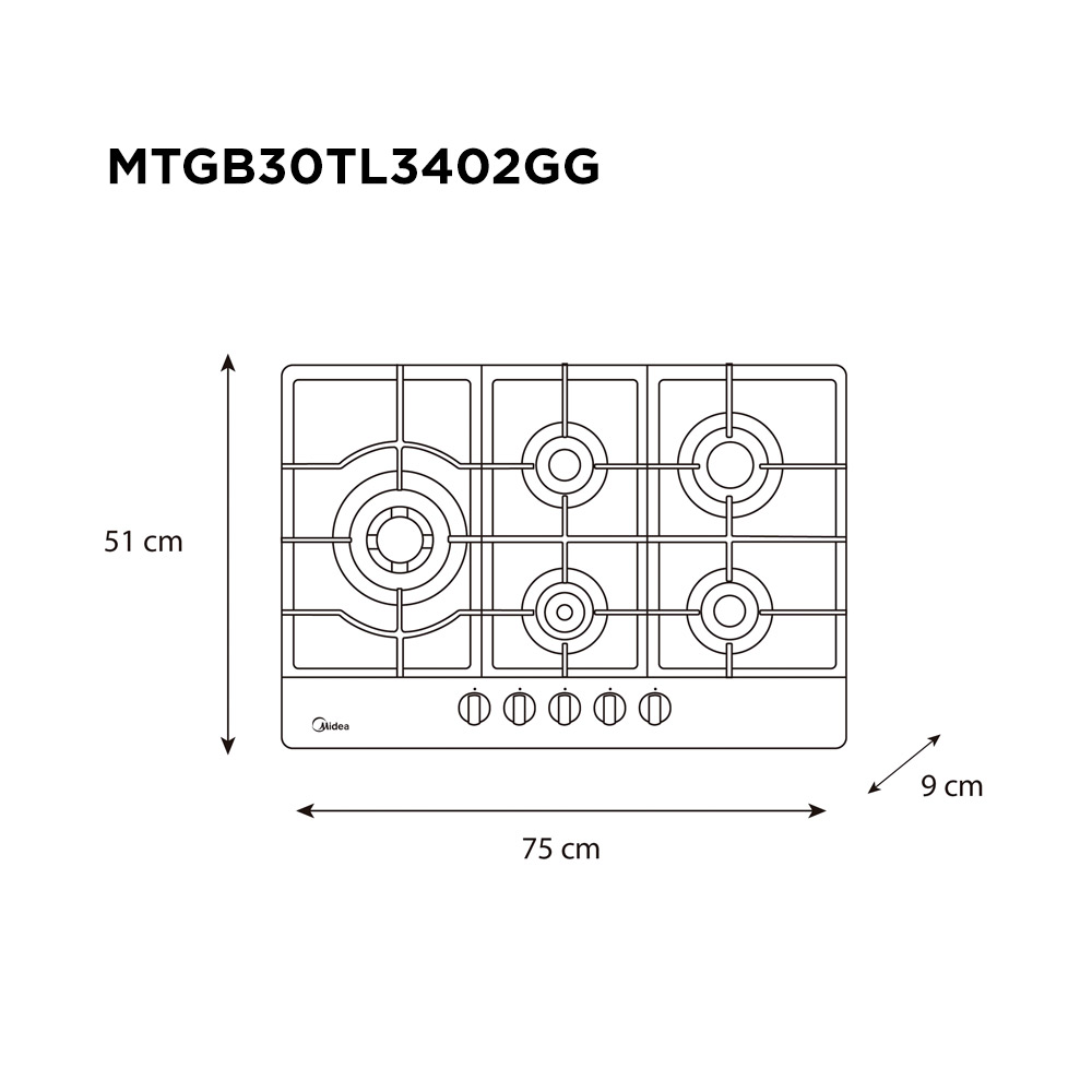 Foto 8 | Parrilla Empotrable A Gas Midea 30” - Cristal Templado