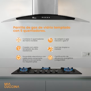 Foto 5 | Parrilla A Gas Level Home Mia Cuccina Mcpve7 Negra 5 Quemadores 120v