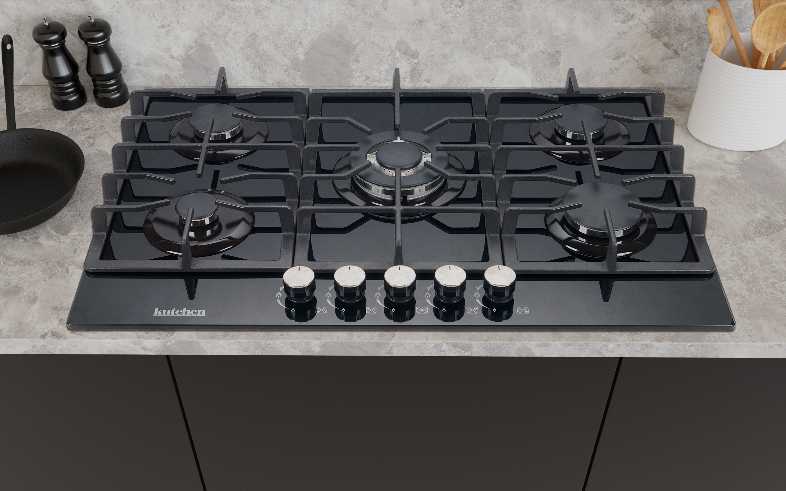 Foto 7 | Parrilla Gas Kutchen Kpg32776b 5 Quemadores Cristal Negro