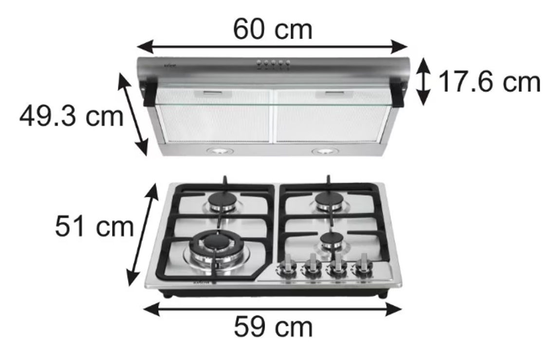 Foto 3 | Kit Campana bajo Alacena y Parrilla de Acero Inoxidable Axcent Italy 60 cm