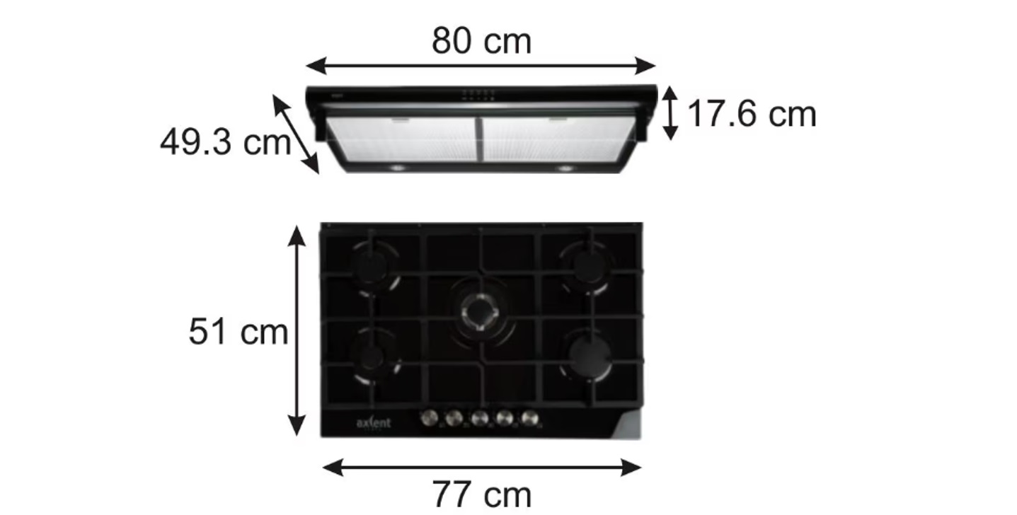 Foto 3 | Campana Bajo Alacena y Parrilla de 5 Quemadores en Cristal Axcent Italy Negro