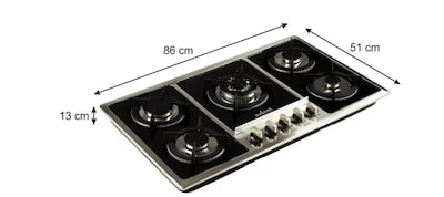 Foto 3 | Parrilla Axcent Italy de 5 Quemadores en Cristal Templado Negro 86 cm