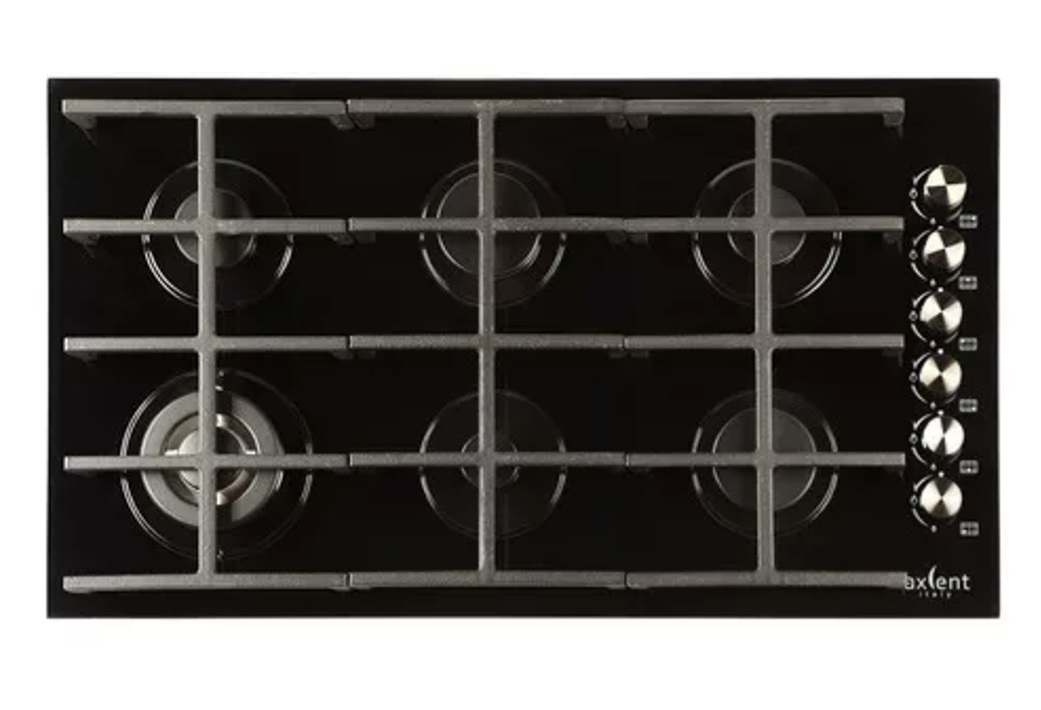 Parrilla  Axcent Italy de 6 Quemadores En Cristal Templado Negro 90 Cm