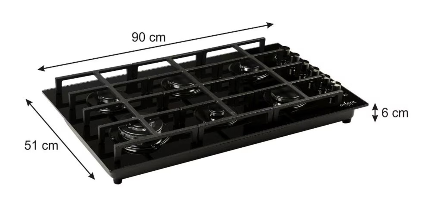 Foto 5 | Parrilla  Axcent Italy de 6 Quemadores En Cristal Templado Negro 90 Cm