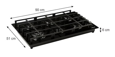 Foto 5 | Parrilla Axcent Italy de 6 Quemadores En Cristal Templado Negro 90 Cm