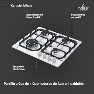 Foto 3 | Parrilla a Gas Naesi An114 Plateada 4 Quemadores de Acero Inoxidable
