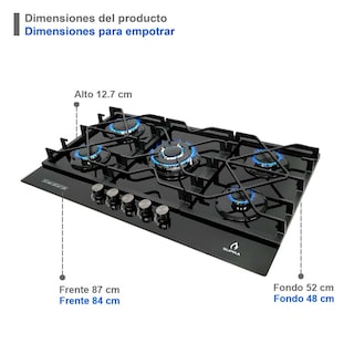 Foto 5 | Parrilla A Gas De 5 Quemadores Para Empotrar De 87 Cm Cubierta De Acero Inoxidable Mod. 5q-tg-87