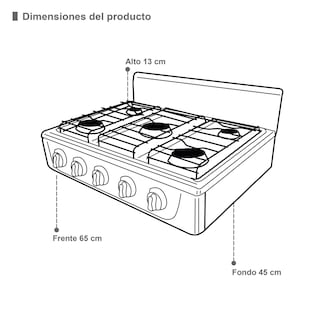 Foto 3 | Parrilla a Gas Supra 5Q-B de 5 Quemadores Blanco de Sobreponer 65 cm