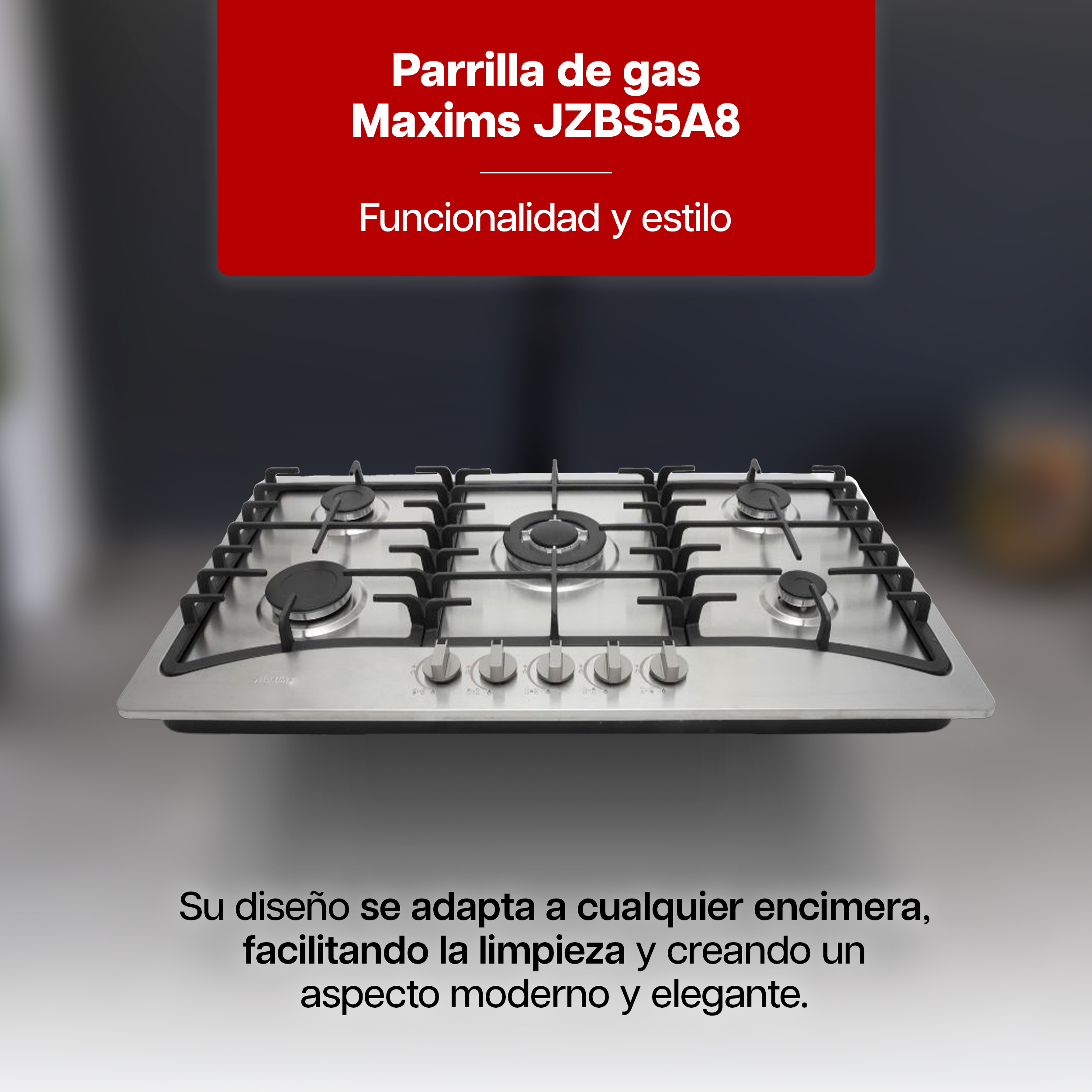 Foto 2 | Parrilla De Gas Maxims Jzbs5a8 Acero Inoxidable 90 Cm 5 Quemadores Empotrable