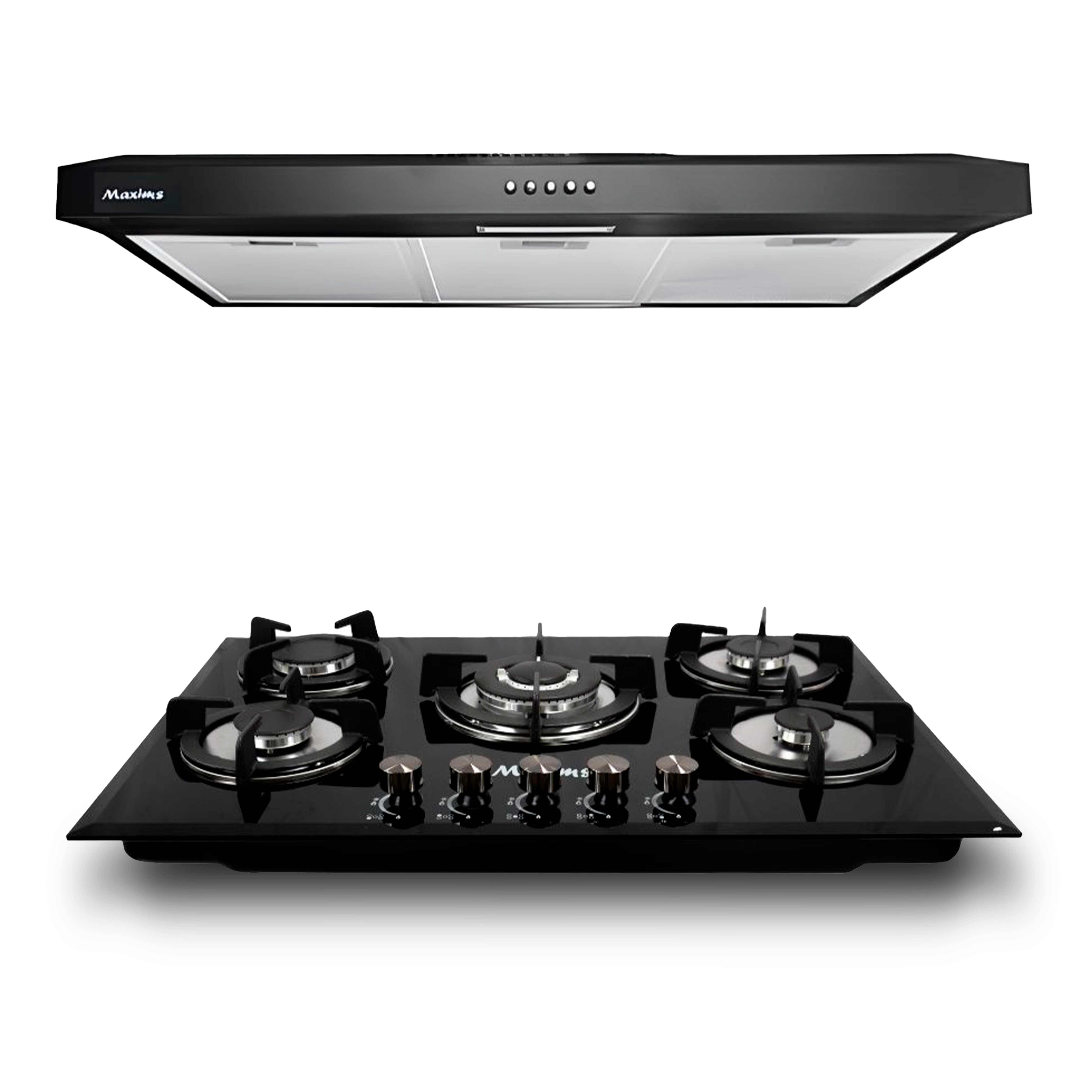 Foto 1 | Combo Maxims Parrilla Gas 5 Quemadores + Campana 76 Cm Acero Inoxidable