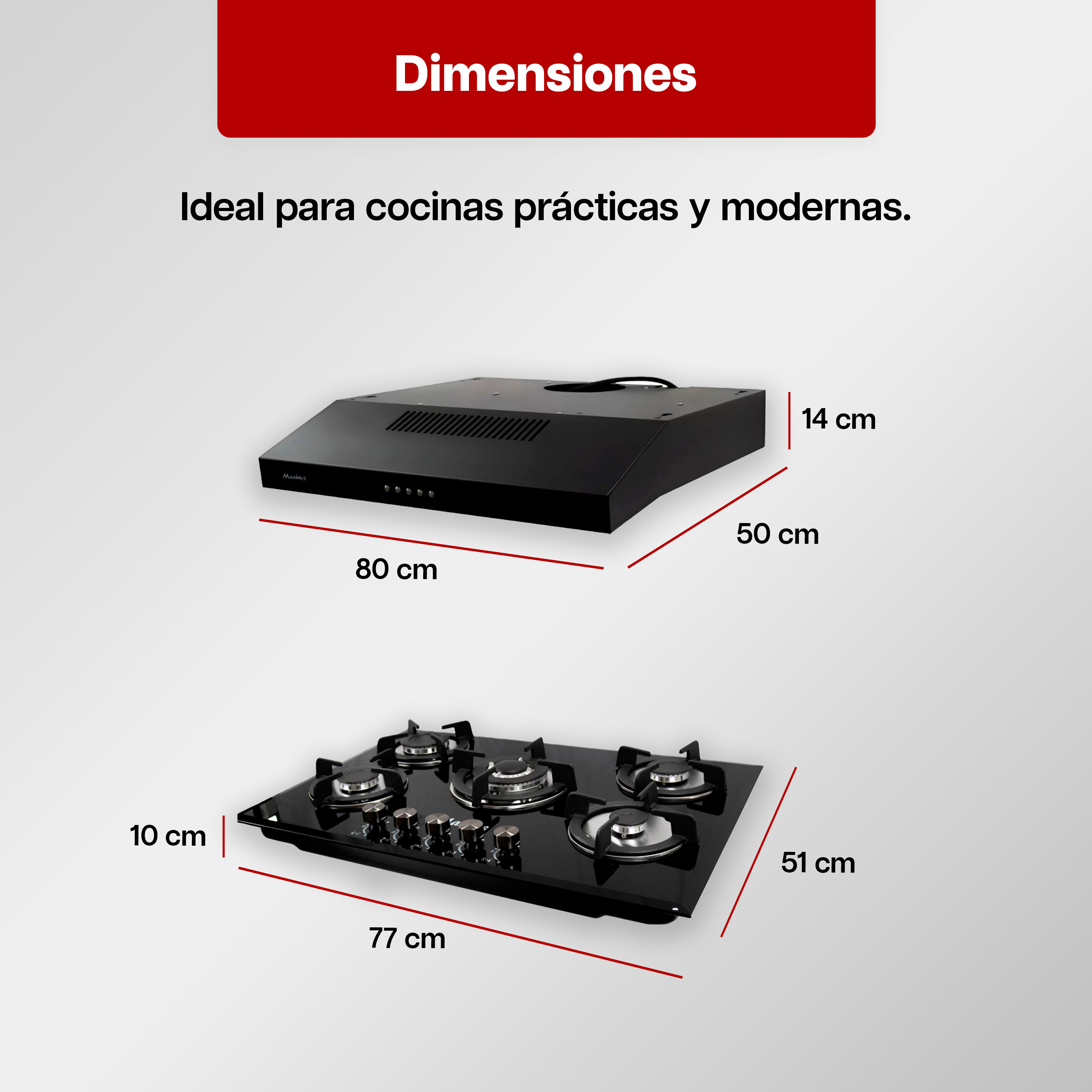 Foto 4 pulgar | Combo Maxims Parrilla Gas 5 Quemadores + Campana 76 Cm Acero Inoxidable