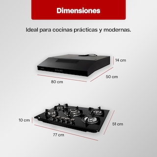 Foto 3 | Combo Maxims Parrilla Gas 5 Quemadores + Campana 76 Cm Acero Inoxidable
