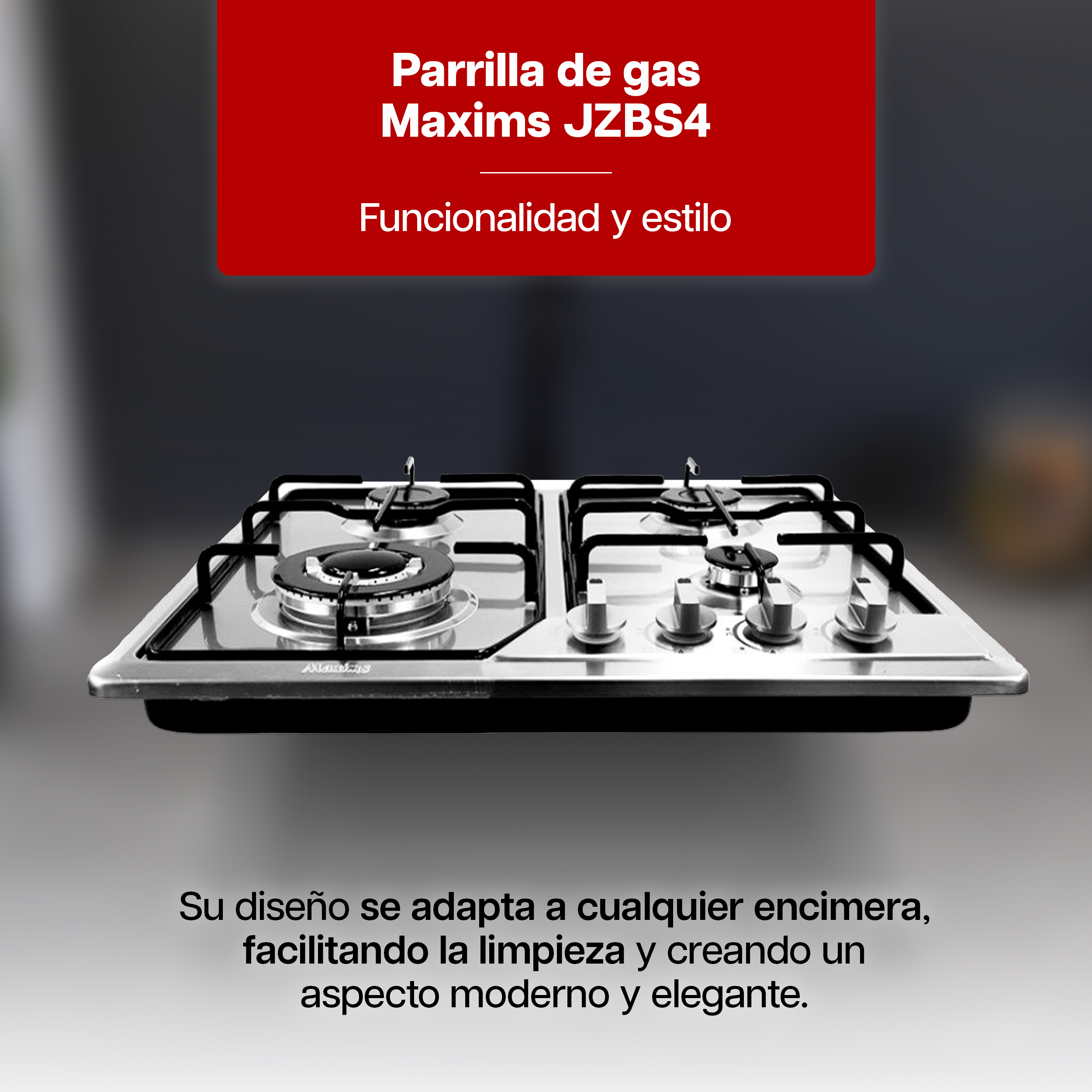 Foto 2 | Parrilla de Gas Maxims Jzbs4 4 Quemadores de Alambrón Empotrable de Acero Inoxidable