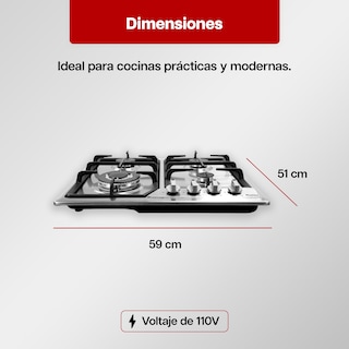 Foto 3 | Parrilla de Gas Maxims 4 Quemadores de Hierro Empotrable de Acero Inoxidable