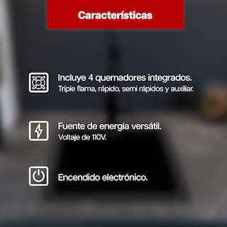 Foto 5 | Parrilla de Gas Maxims 4 Quemadores de Hierro Empotrable de Acero Inoxidable