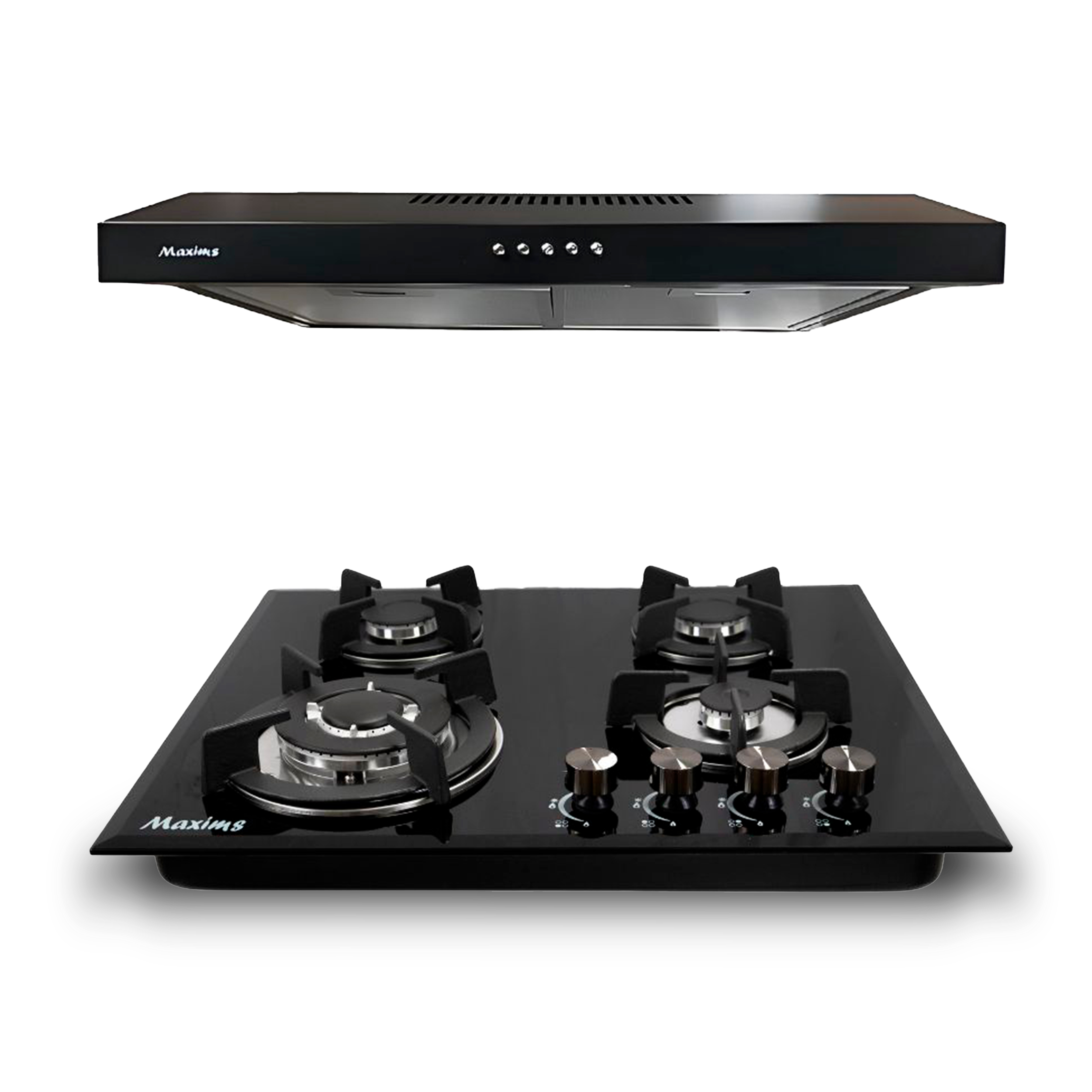 Combo Maxims Parrilla de Gas 4 Quemadores y Campana 60 cm Acero Inoxidable
