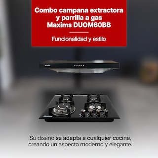 Foto 2 | Combo Maxims Parrilla de Gas 4 Quemadores y Campana 60 cm Acero Inoxidable