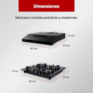 Foto 3 | Combo Maxims Parrilla de Gas 4 Quemadores y Campana 60 cm Acero Inoxidable