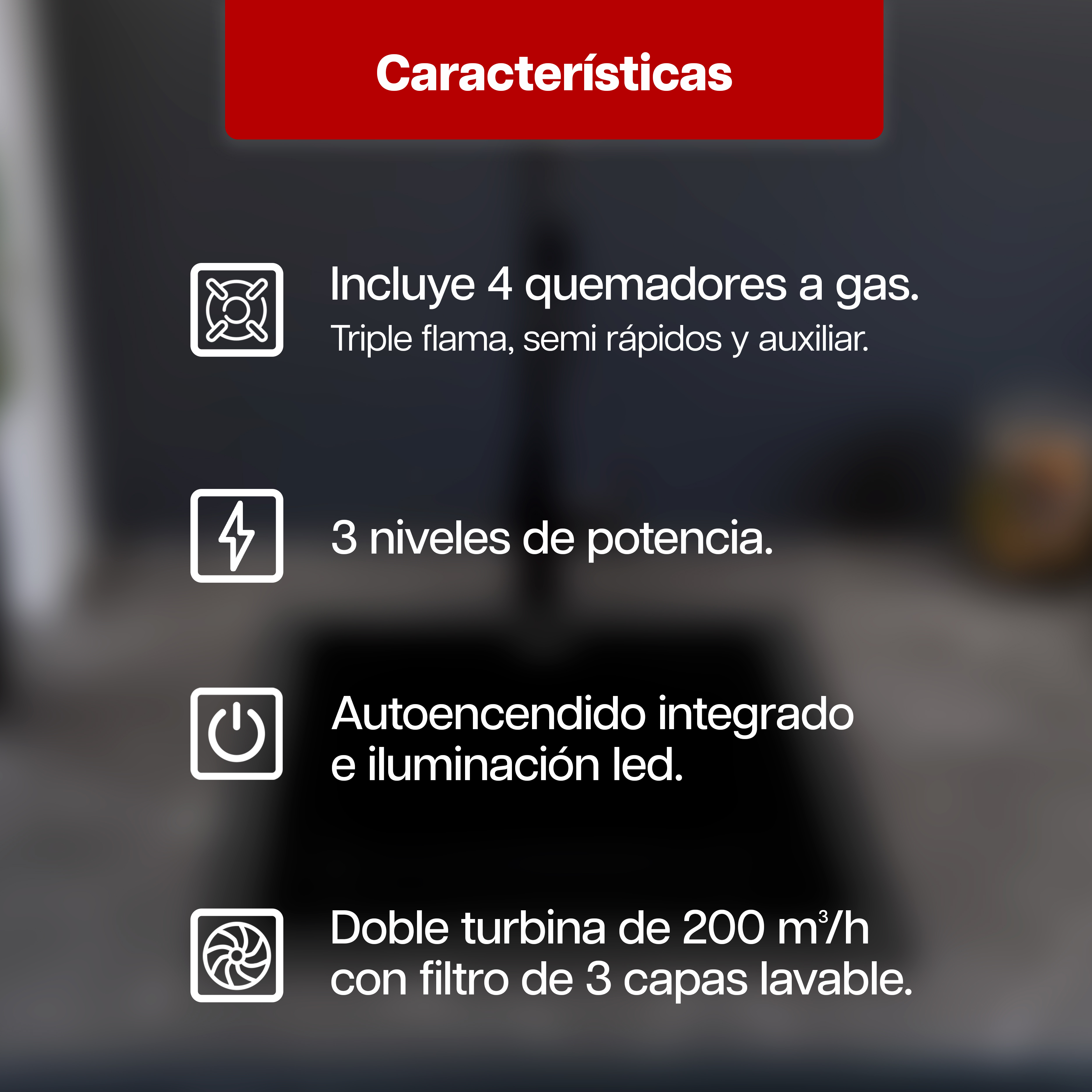 Foto 5 | Combo Maxims Parrilla de Gas 4 Quemadores y Campana 60 cm Acero Inoxidable