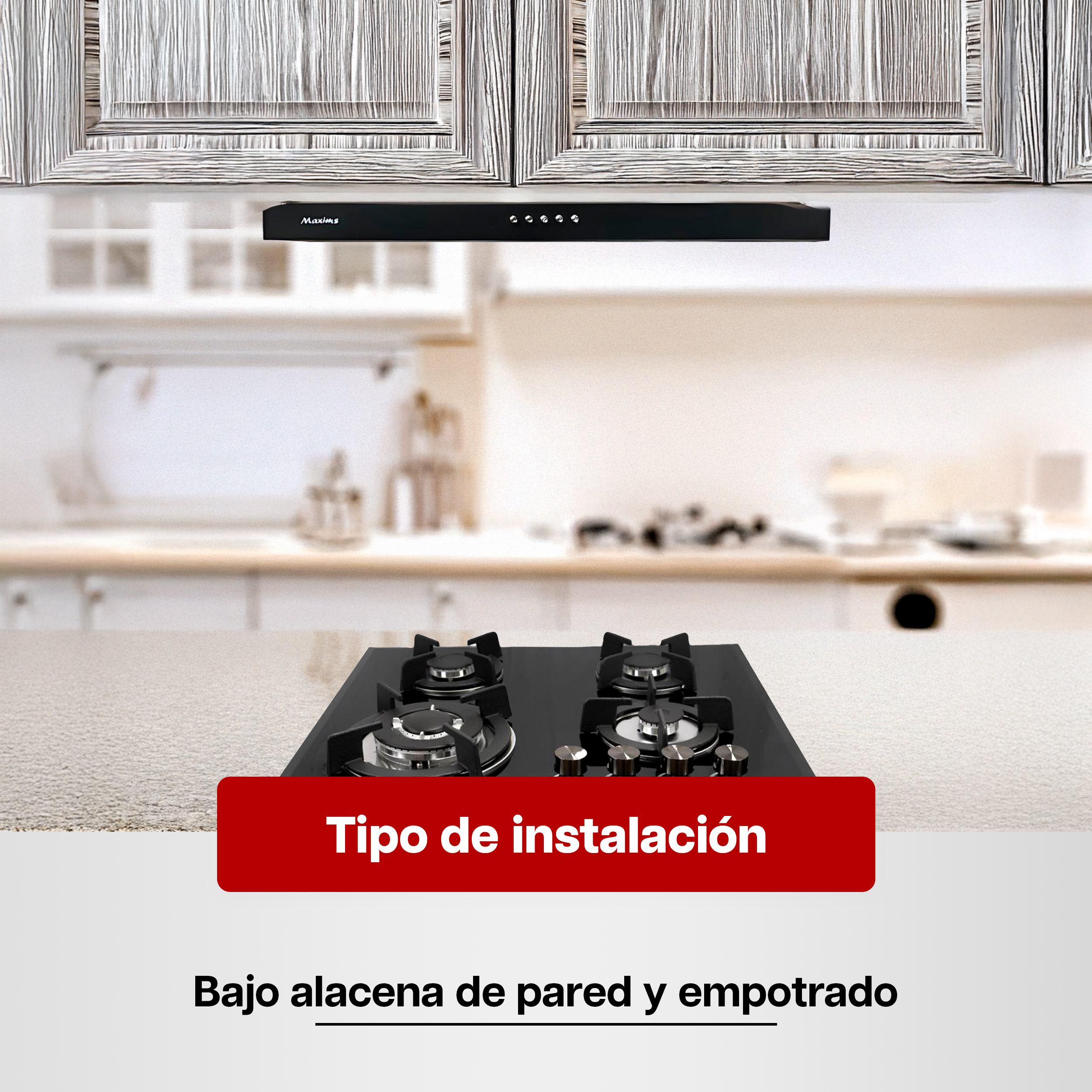 Foto 6 | Combo Maxims Parrilla de Gas 4 Quemadores y Campana 60 cm Acero Inoxidable