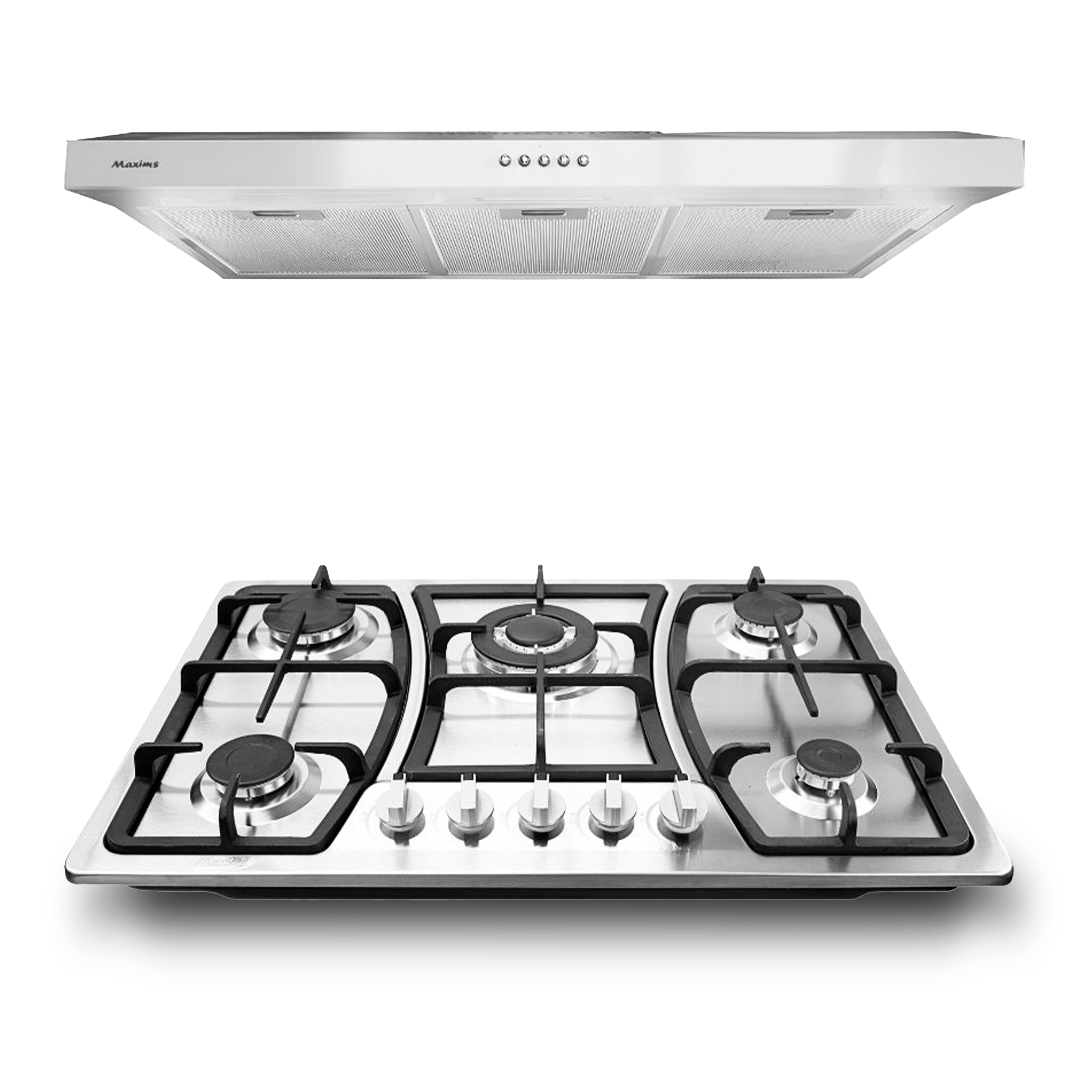 Foto 1 | Combo Maxims Parrilla 5 Quemadores y Campana 76 cm Acero Inoxidable