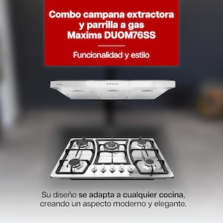 Foto 2 | Combo Maxims Parrilla 5 Quemadores y Campana 76 cm Acero Inoxidable