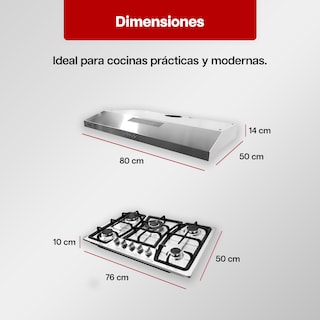 Foto 3 | Combo Maxims Parrilla 5 Quemadores y Campana 76 cm Acero Inoxidable