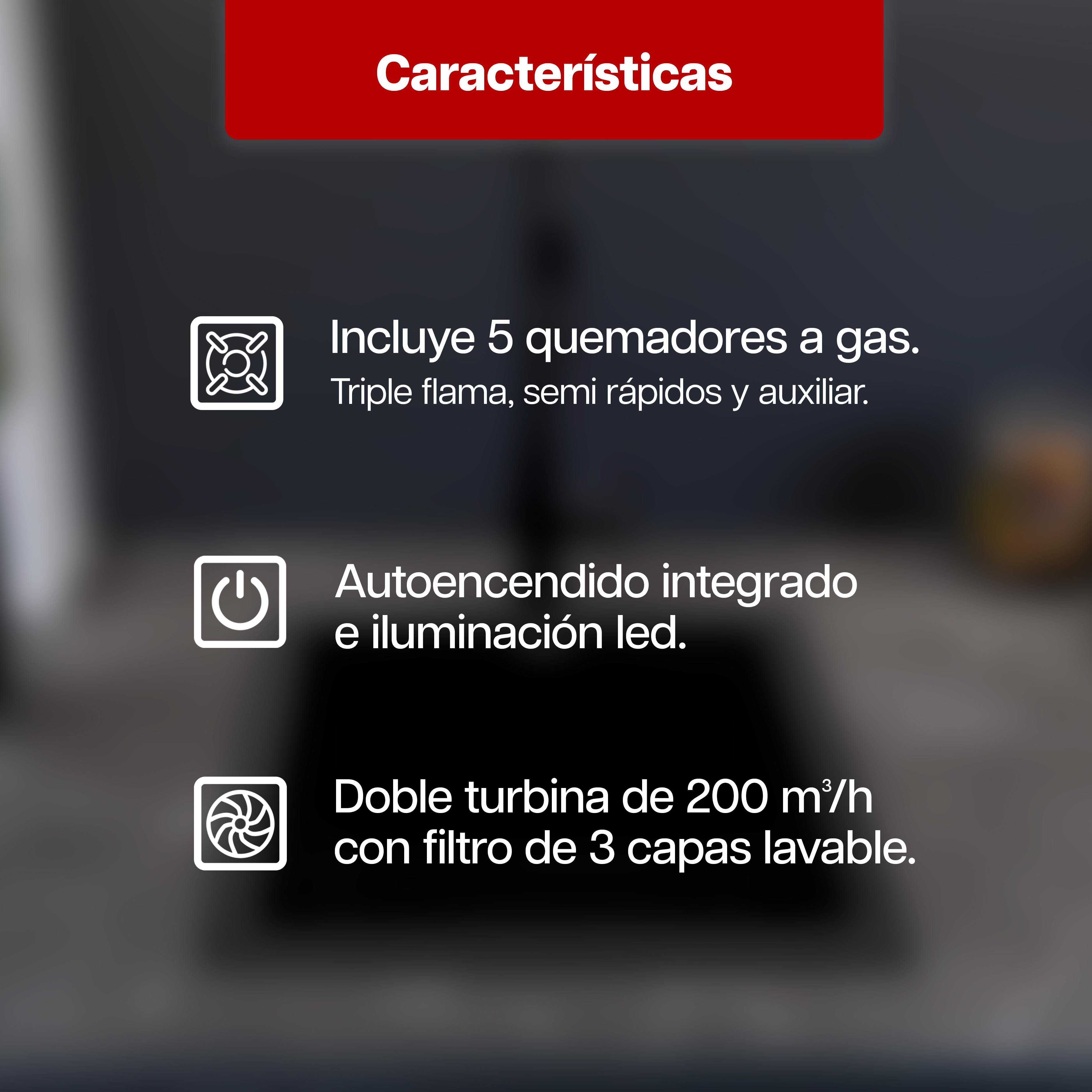 Foto 5 | Combo Maxims Parrilla 5 Quemadores y Campana 76 cm Acero Inoxidable